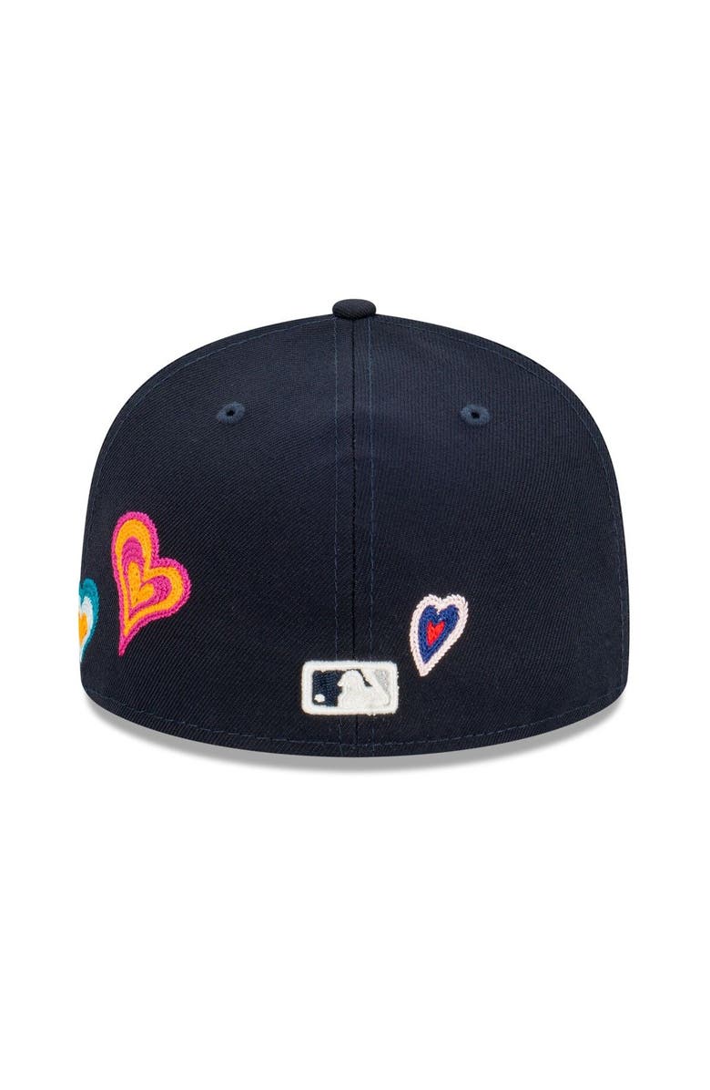 New Era Men's New Era Navy New York Yankees Chain Stitch Heart 59FIFTY Fitted Hat, Alternate, color,