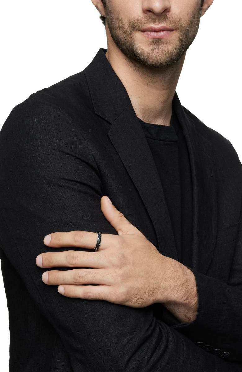 David Yurman Forged Carbon Band Ring in 18K White Gold, Alternate, color,