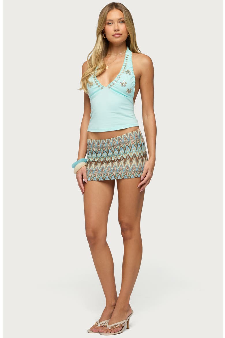 Chana Sequin Flower Halter Top, Alternate, color, LIGHT-BLUE