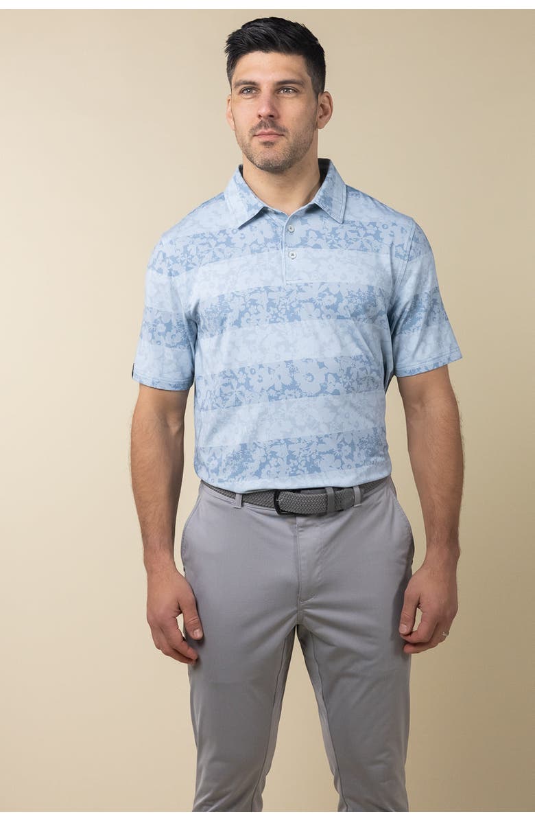 ASHWORTH GOLF Floral Rugby Polo, Alternate, color, Denim