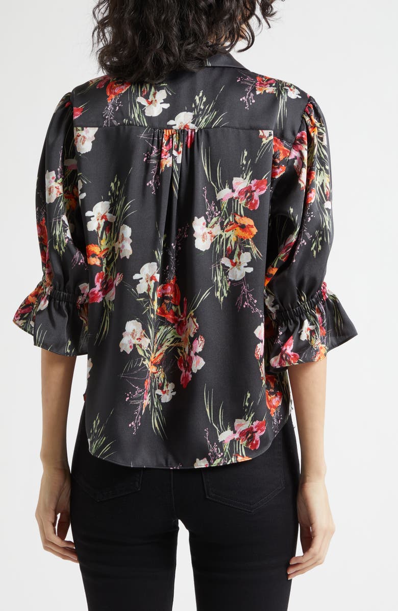 Cinq à Sept Fiona Iris Bouquet Button-Up Top, Alternate, color, Black Multi