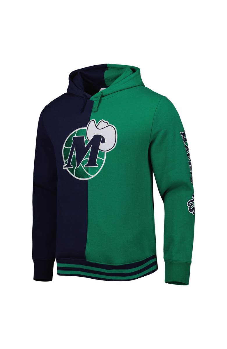 Mitchell & Ness Men's Mitchell & Ness Navy/Green Dallas Mavericks Hardwood Classics Split Pullover Hoodie, Main, color, Navy