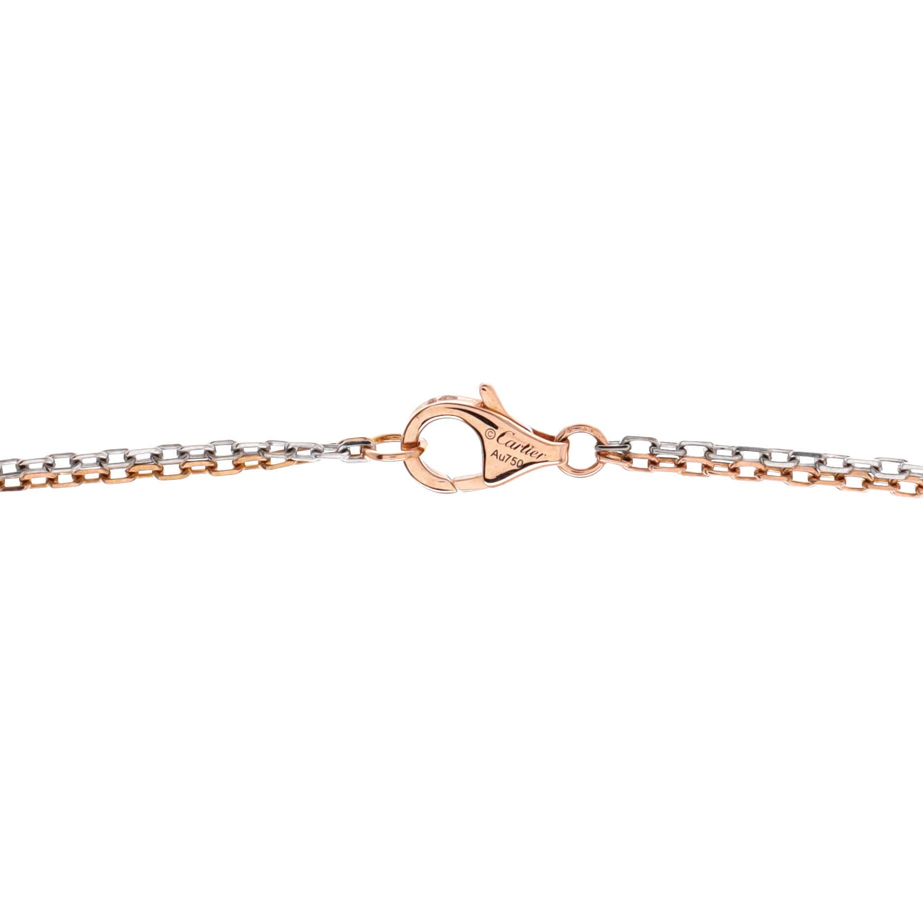 Love 3 Ring Pendant Necklace 18K Rose Gold and 18K White Gold with 6 Diamonds, Alternate, color, Metallic Gold