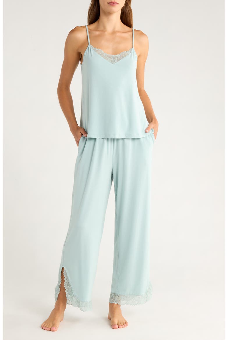 Moonlight Eco Lace Trim Pajamas, Main, color, TEAL MIST