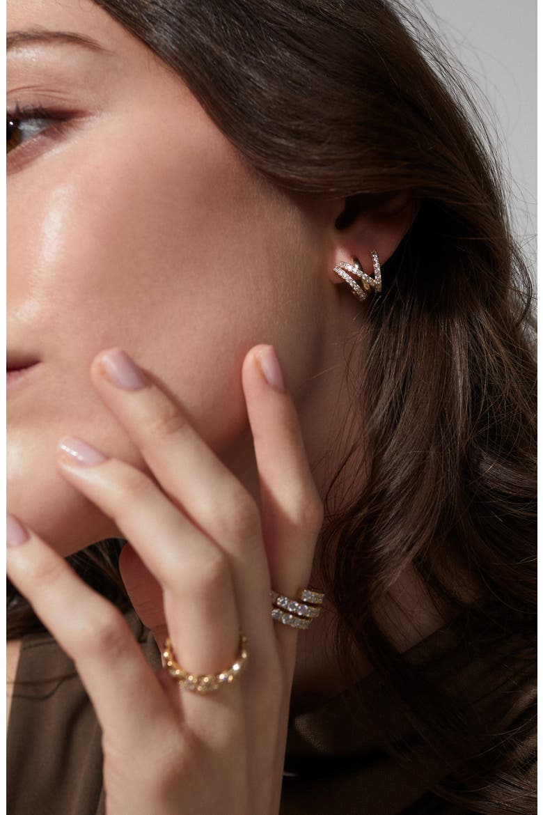 Cubic Zirconia Caged Huggie Hoop Earrings, Alternate, color, GOLD