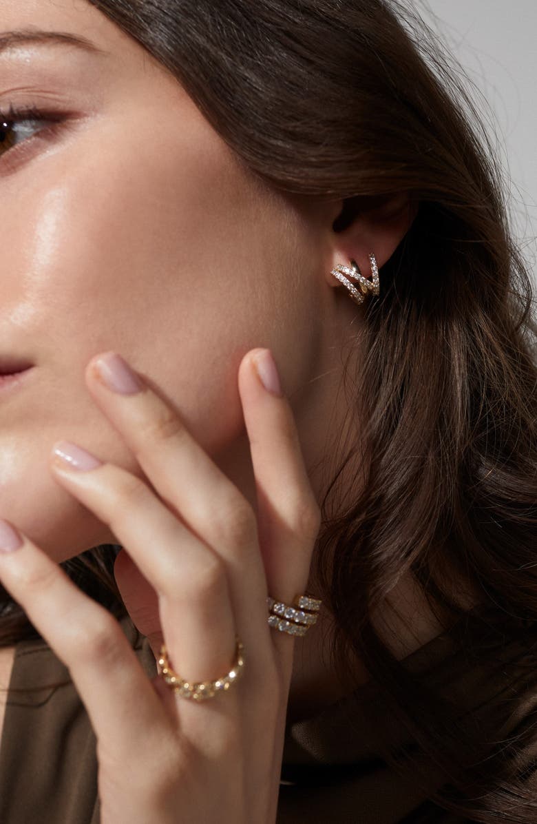 Nadri Cubic Zirconia Caged Huggie Hoop Earrings, Alternate, color,