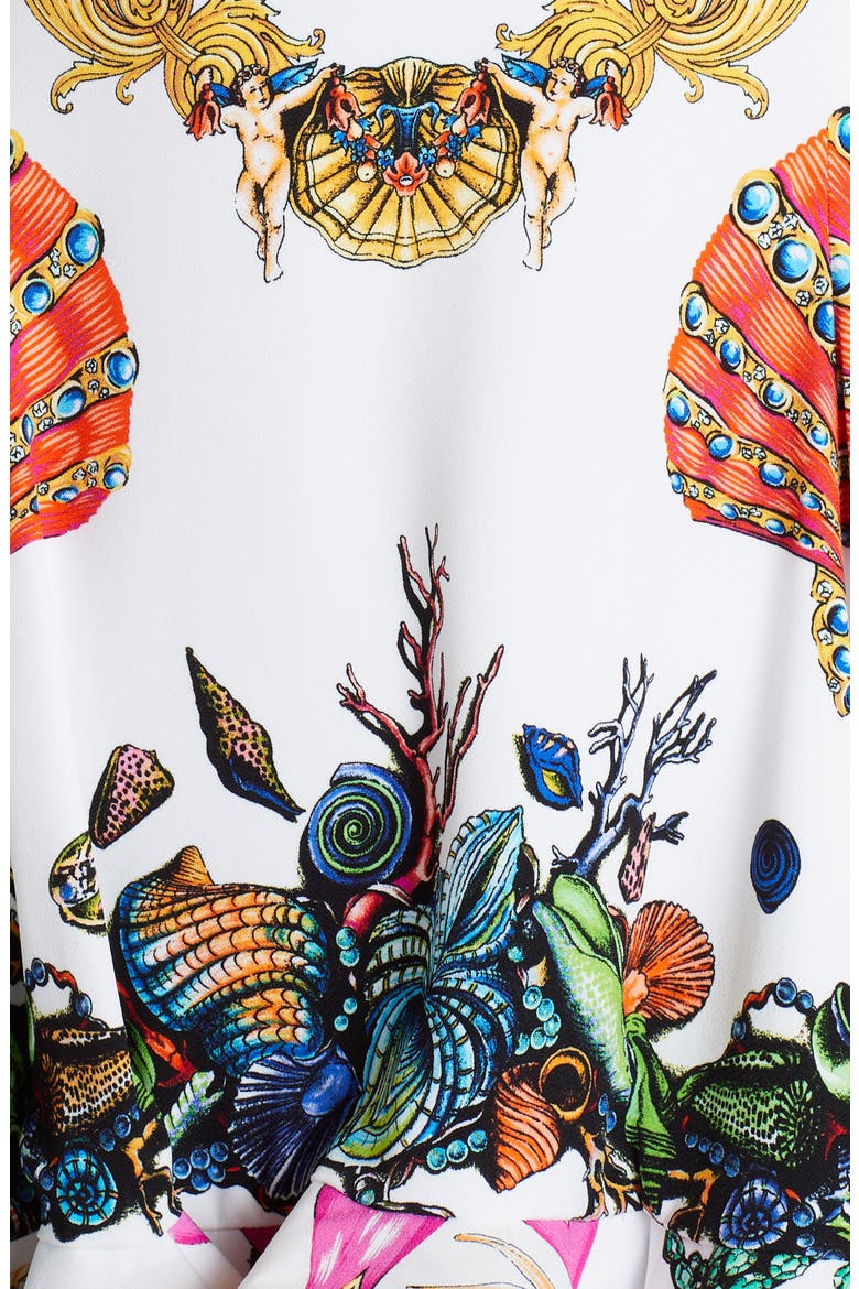 Trésor de la Mer Print Ruffle Hem Cady Minidress, Alternate, color, WHITE PRINT