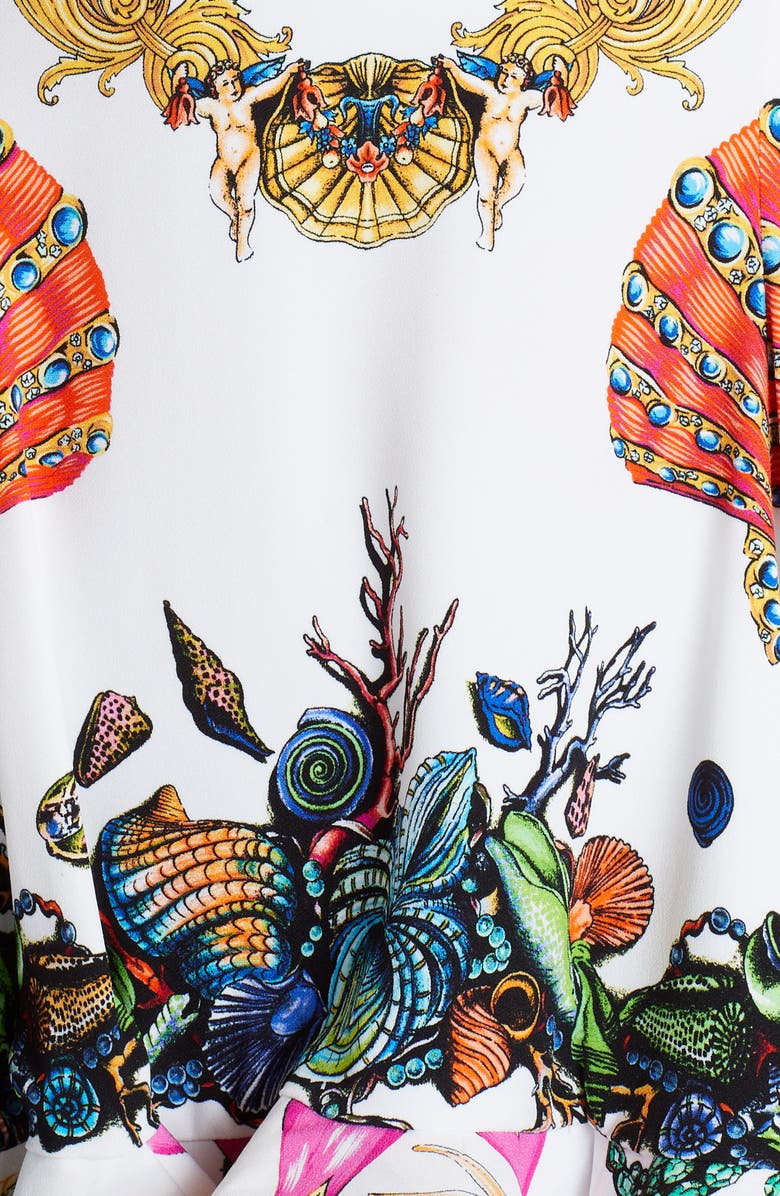 Versace Trésor de la Mer Print Ruffle Hem Cady Minidress, Alternate, color, 