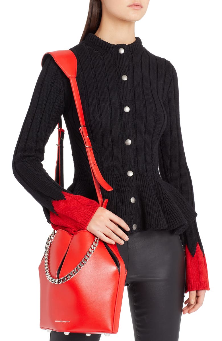 McQueen Alexander McQueen Leather Bucket Bag, Alternate, color,
