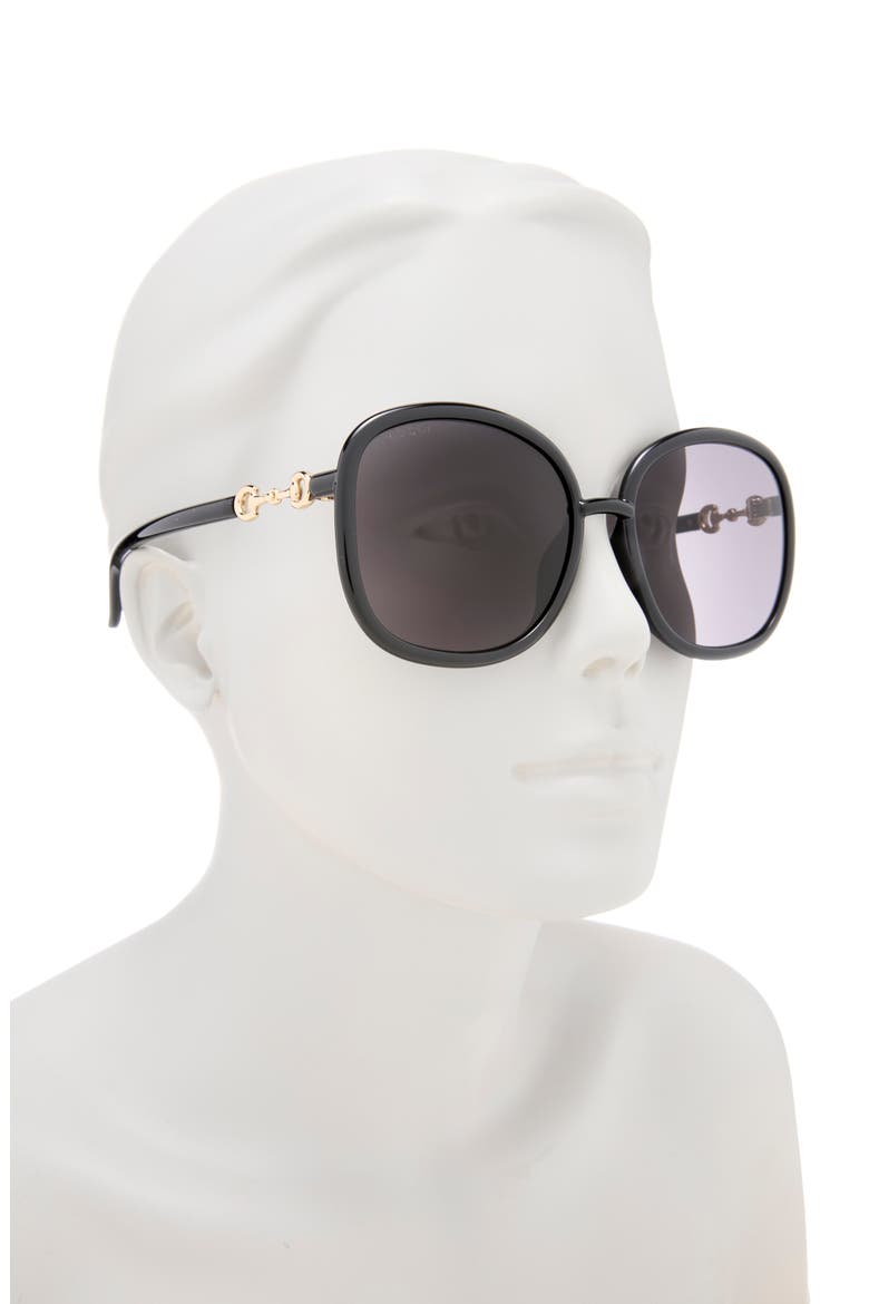 60mm Pillow Sunglasses, Alternate, color, BLACK BLACK GREY