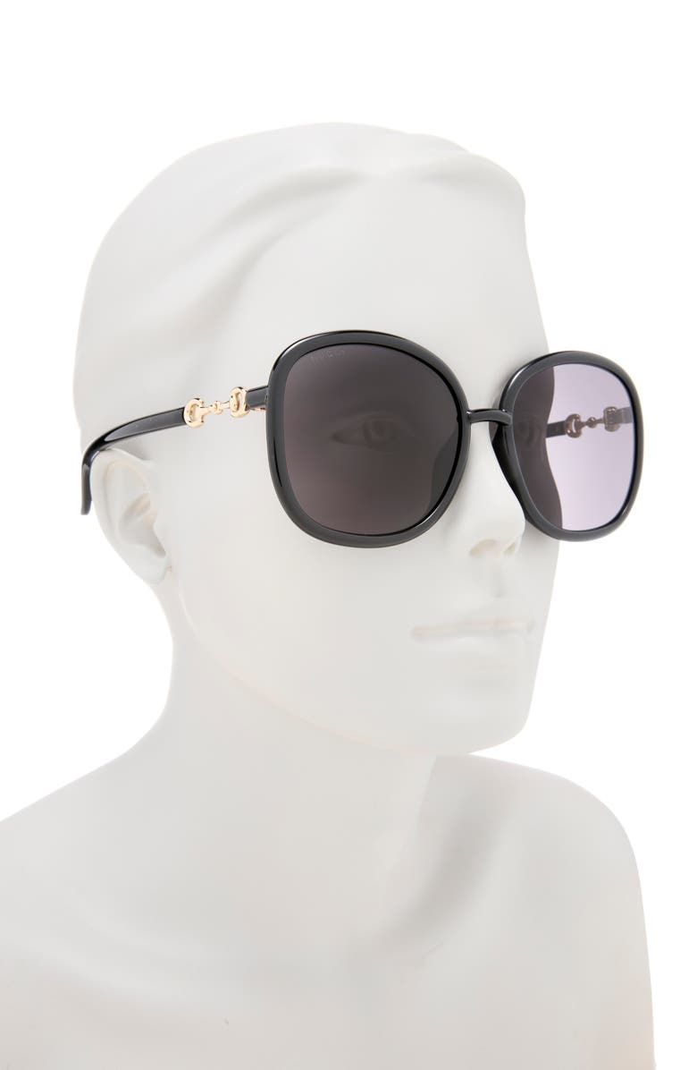 Gucci 60mm Pillow Sunglasses, Alternate, color, Black Black Grey