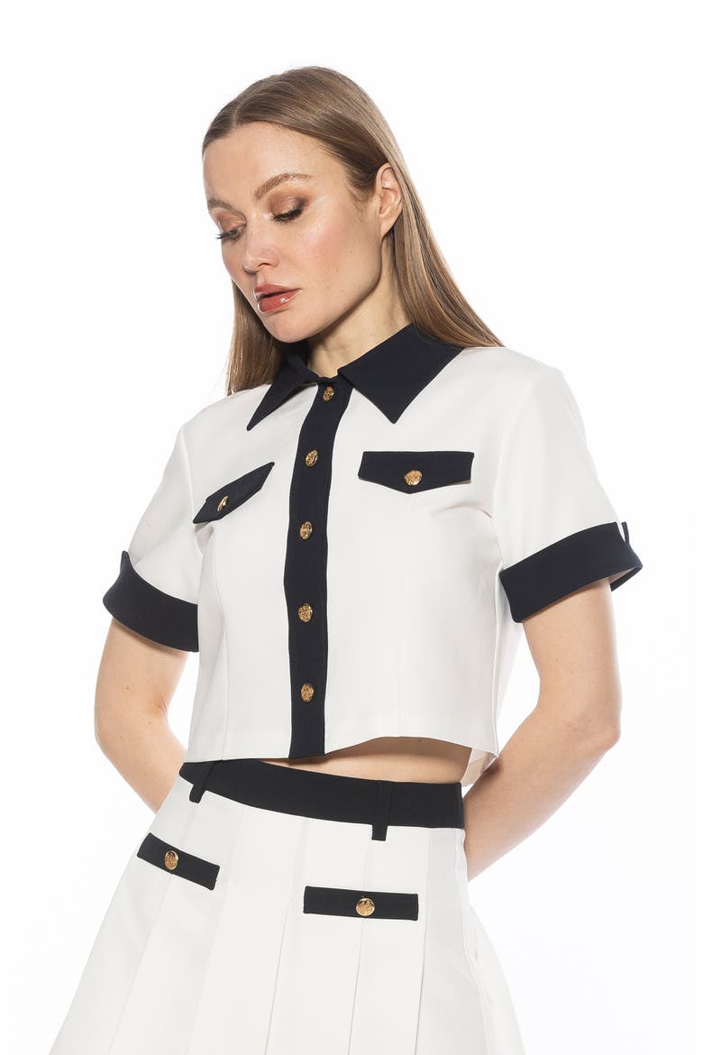 Emery Collared Button-Up Shirt, Alternate, color, IVORY