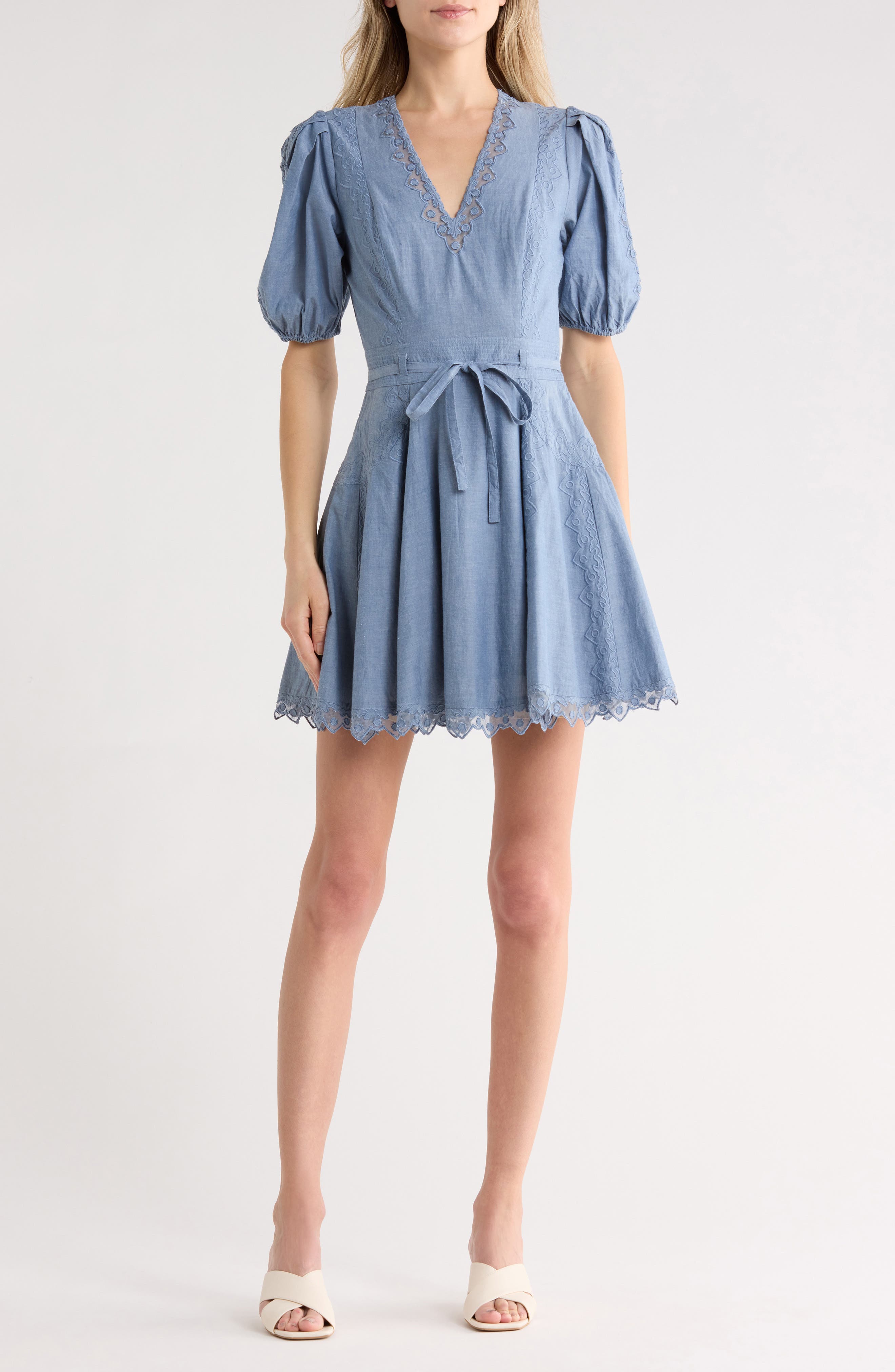 Ulla Johnson Camilla Mesh Detail Cotton Minidress