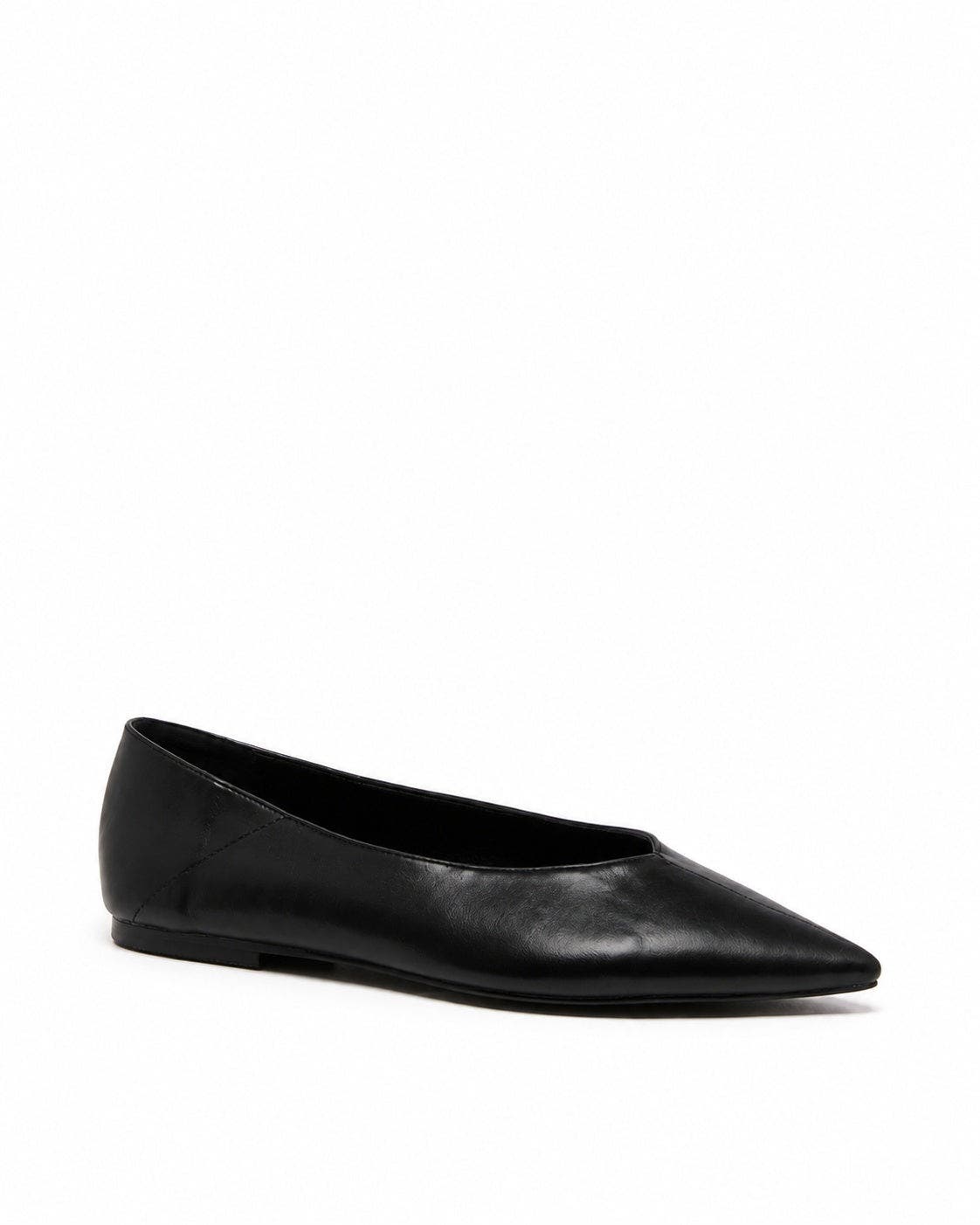 Clara Pointed Toe Flats, Main, color, BLACK SMOOTH PU
