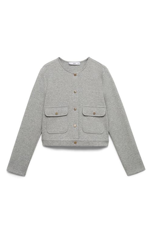 Mango Cotton Blend Crop Utility Jacket In Gray