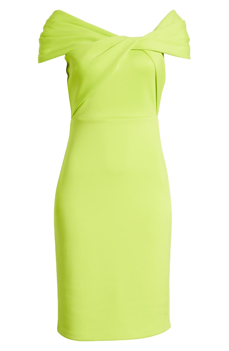Eliza J Twist Detail Cap Sleeve Scuba Crepe Cocktail Dress, Alternate, color,