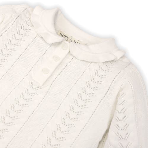 Shop Hope & Henry Girls' Peter Pan Collar Sweater Polo, Kids In Soft White Pointelle