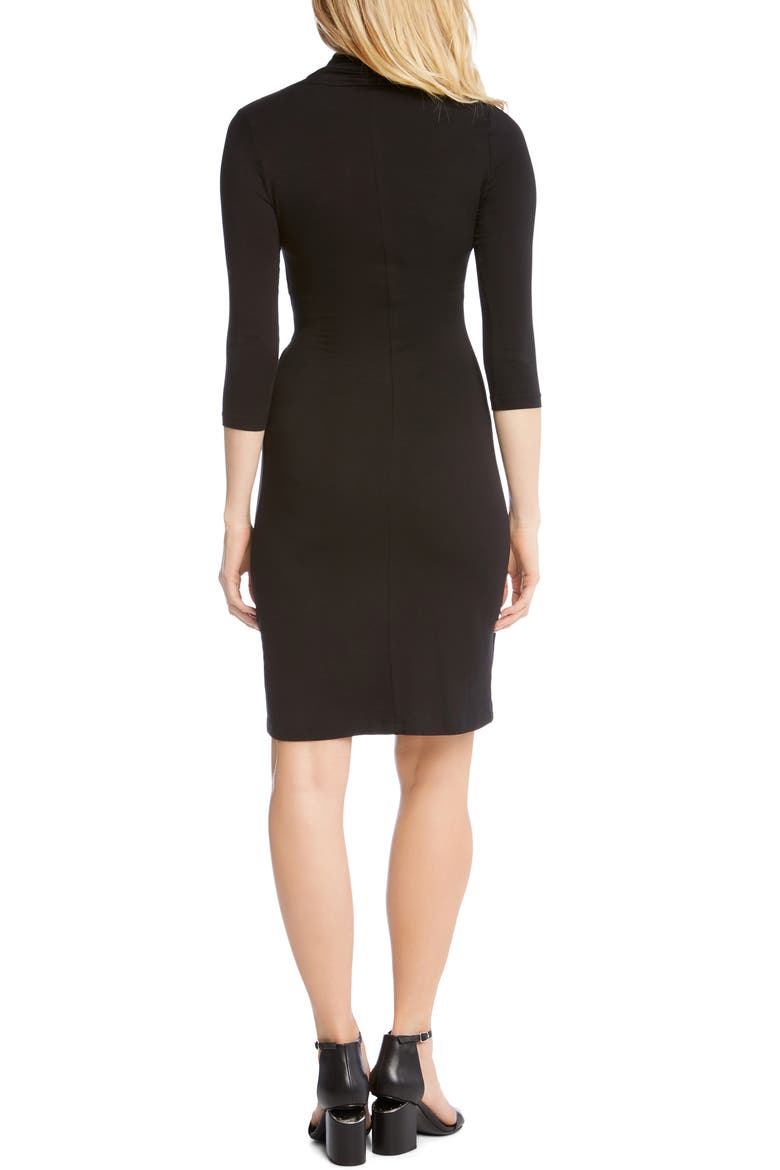 Cascade Faux Wrap Dress, Alternate, color, BLACK
