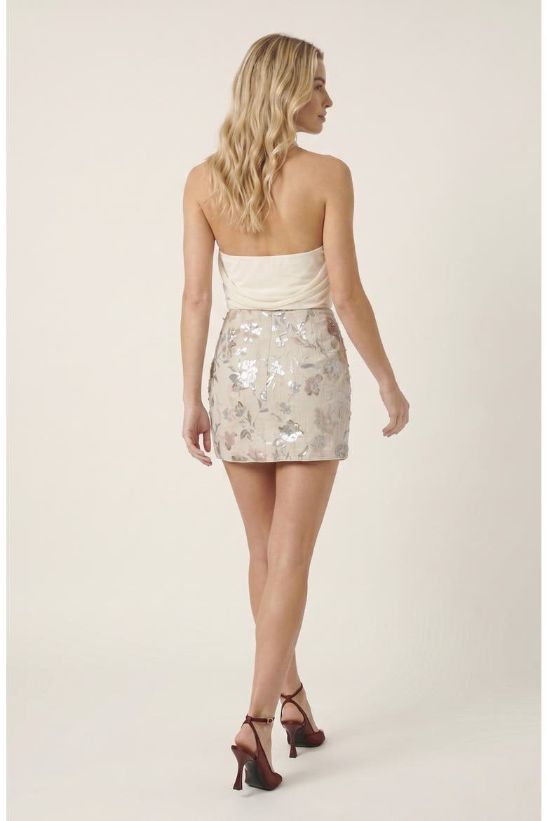 Floral Embroidered Sequin Mini Skirt, Alternate, color, Beige