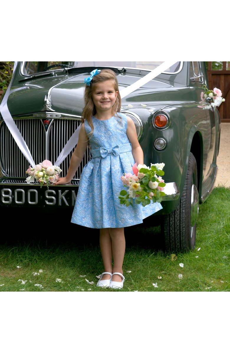 Rachel Riley Blue Damask Party Dress, Alternate, color, Blue