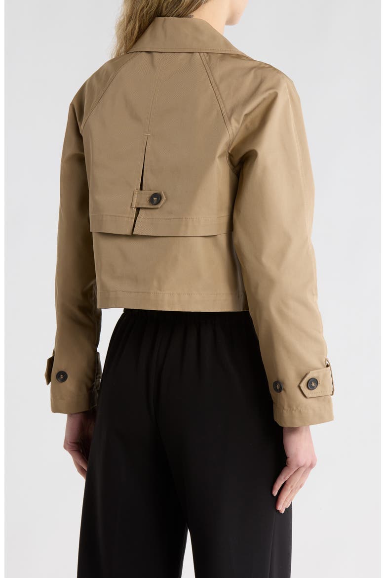 Double Breasted Crop Trench Coat, Alternate, color, KHAKI