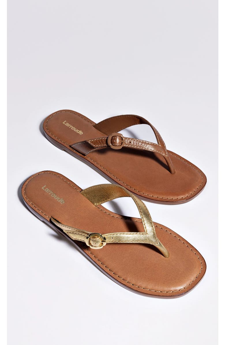 Larroudé Mary Kate Flat Sandal, Alternate, color, Caramel