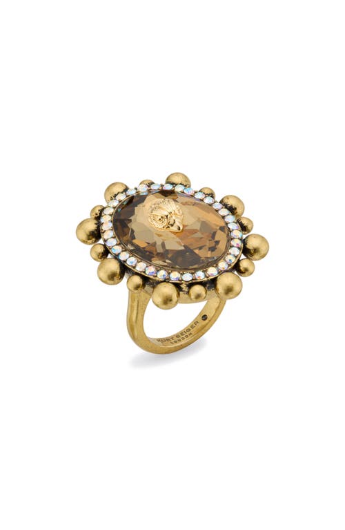 Kurt Geiger London Crystal Cocktail Ring In Gold