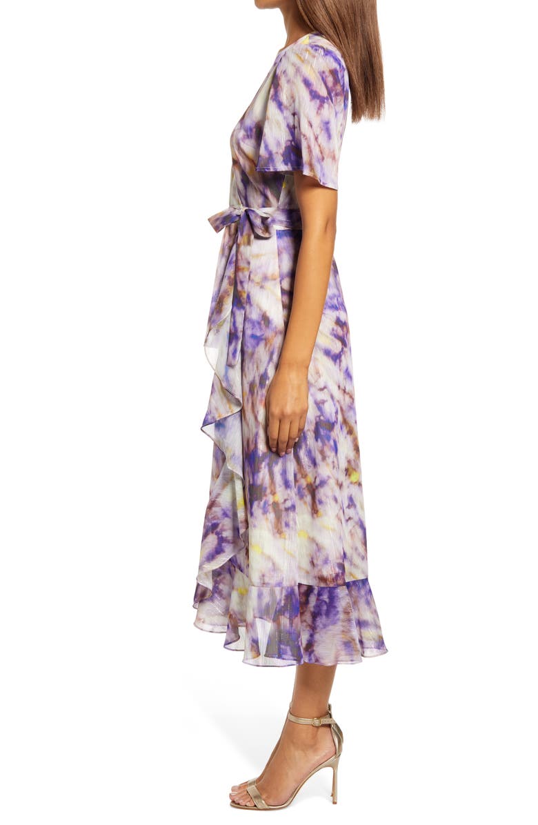 Adelyn Rae Tie Dye Faux Wrap Midi Dress, Alternate, color,