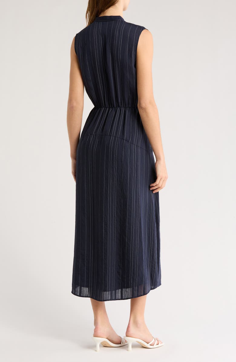 Vince Drapey Striped Tiered Dress, Alternate, color, Coastal/ Optic White