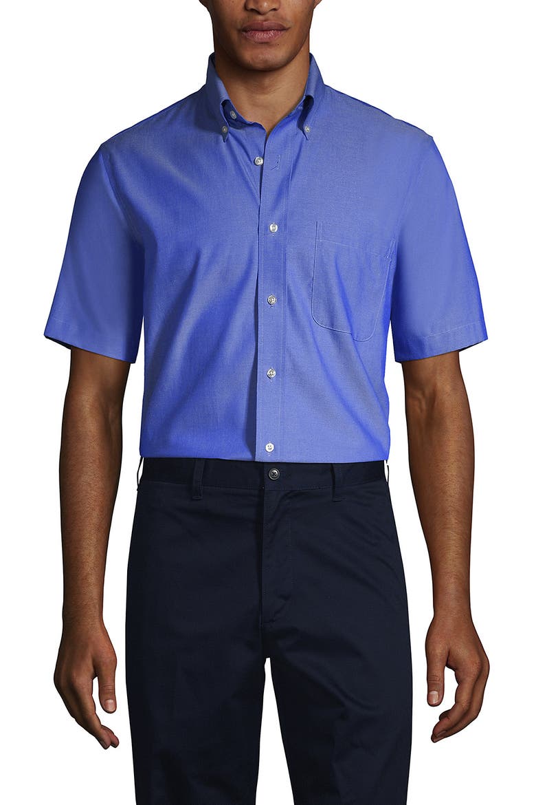 School Uniform  Short Sleeve No Iron Pinpoint Dress Shirt, Main, color, French Blue