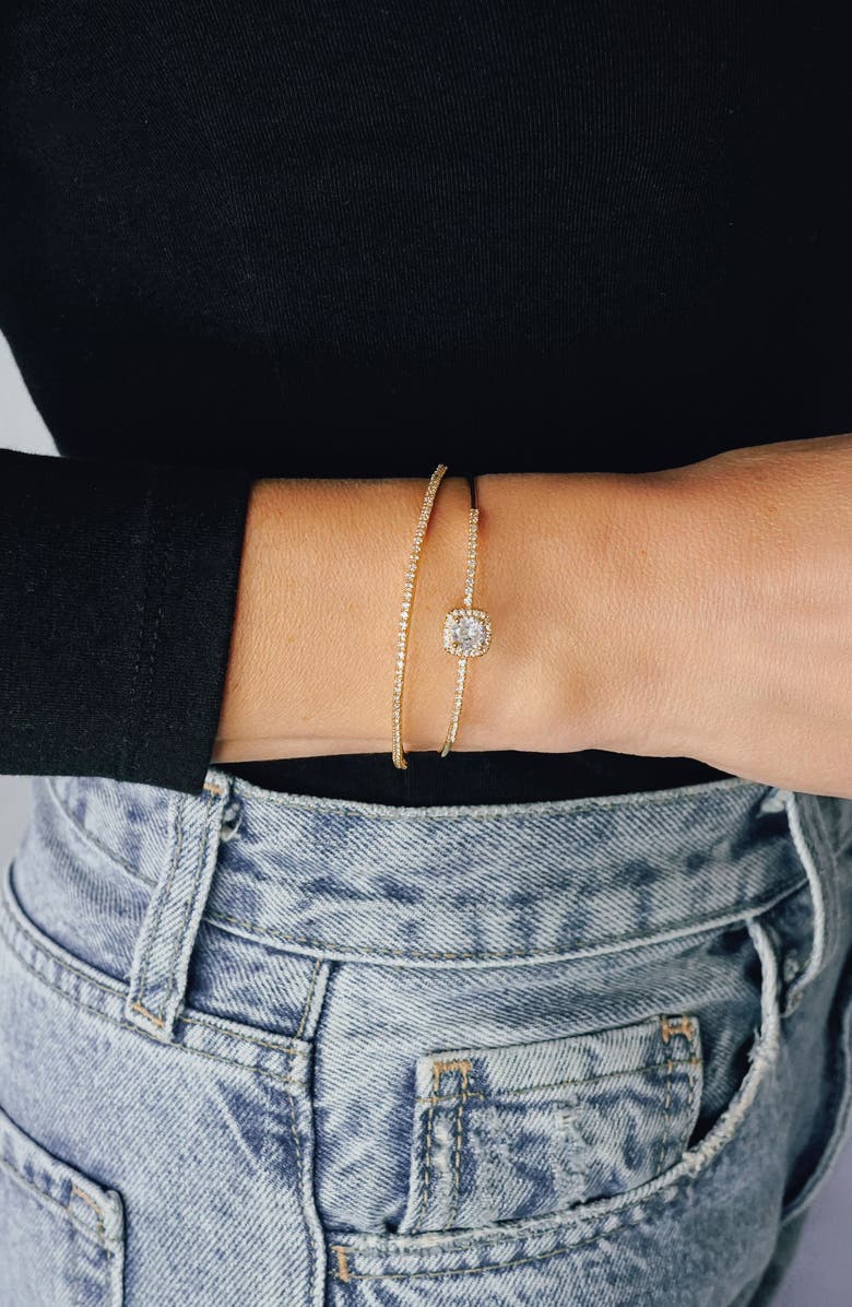 MARLYN SCHIFF Heidi Crystal Double Cuff Bracelet, Alternate, color, Gold