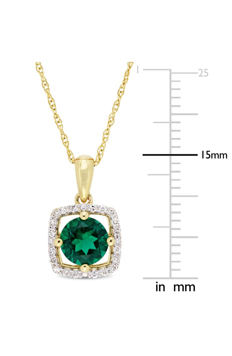 Julianna B. Gemstone & Diamond Square Halo Necklace 10K, Alternate, color, Created Emerald/Gold