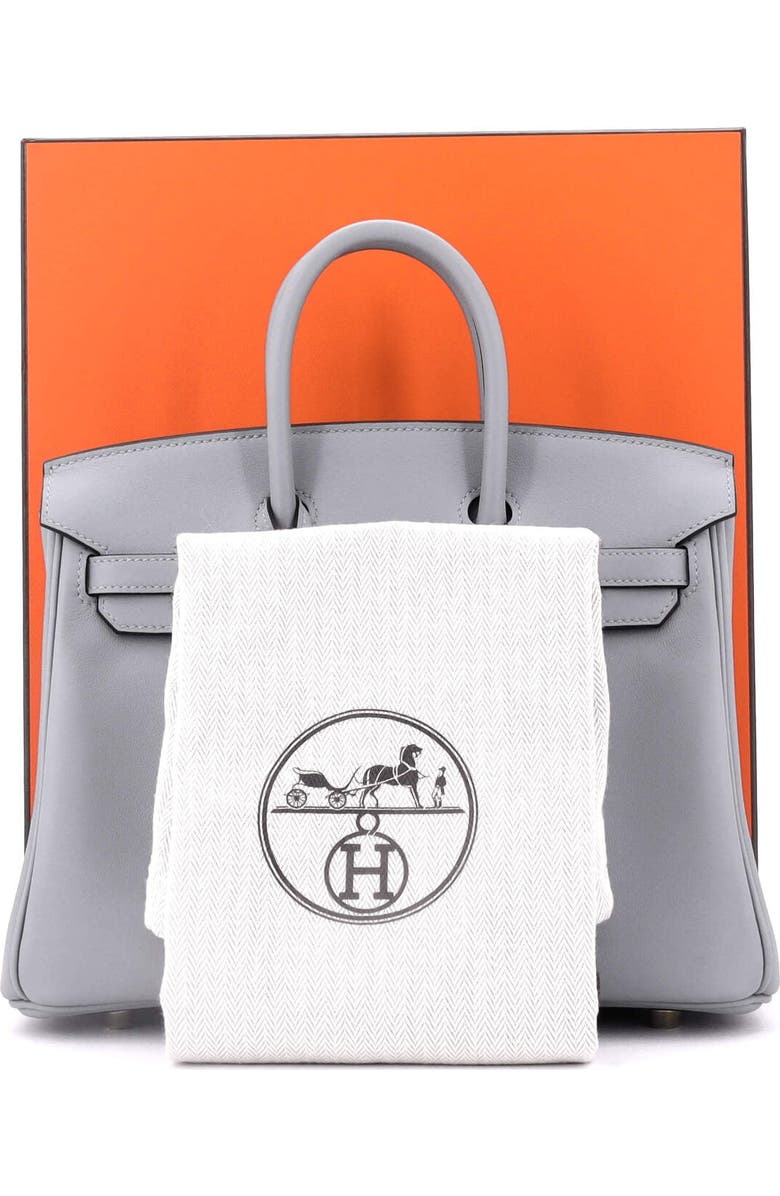 Pre-Owned Hermes Birkin Handbag Grey Swift with Permabrass Hardware 25, Alternate, color,