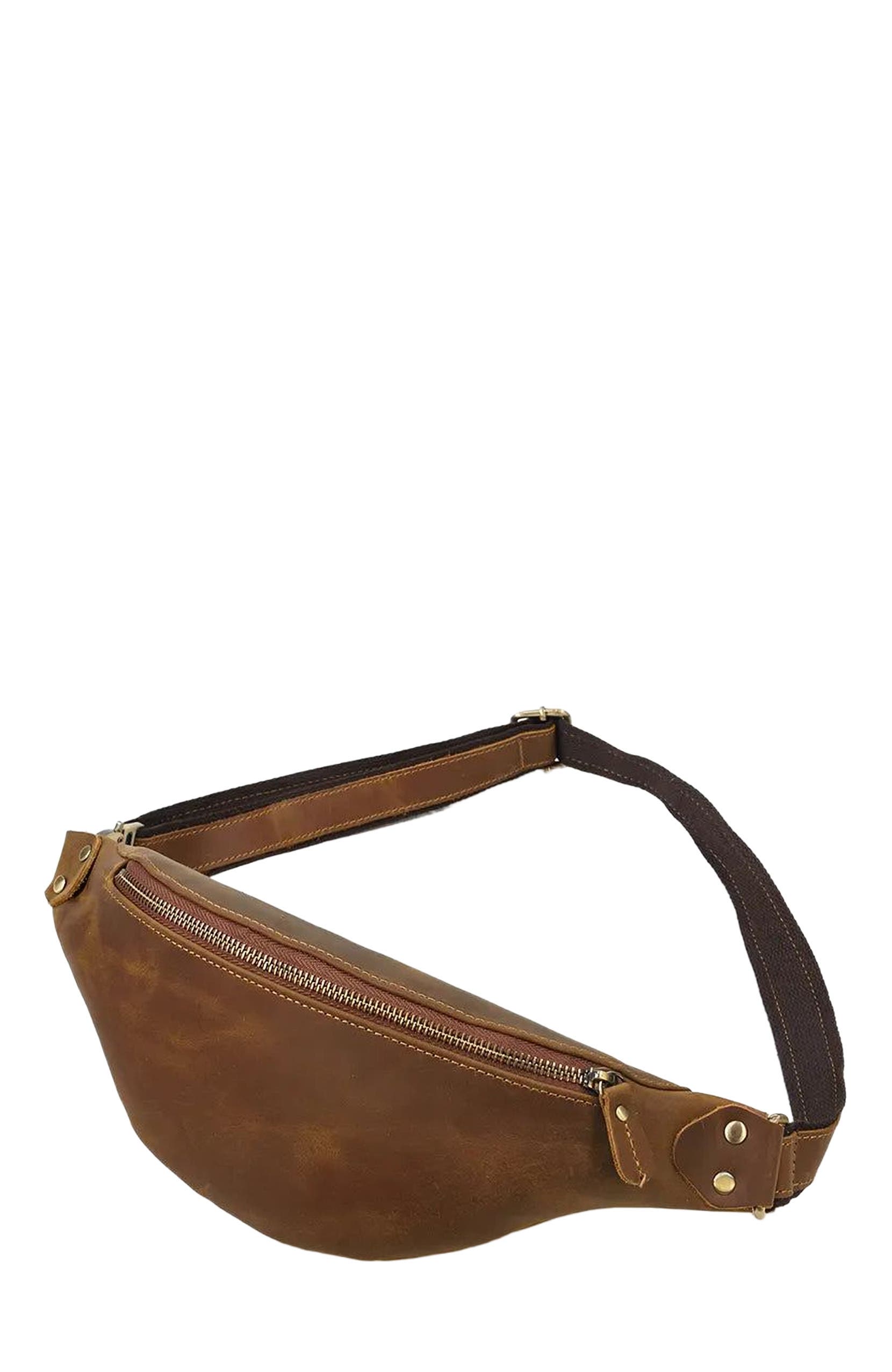 STEEL HORSE LEATHER Wagner Leather Waist Bag | Full Grain Leather Fanny Pack, Alternate, color, Brown