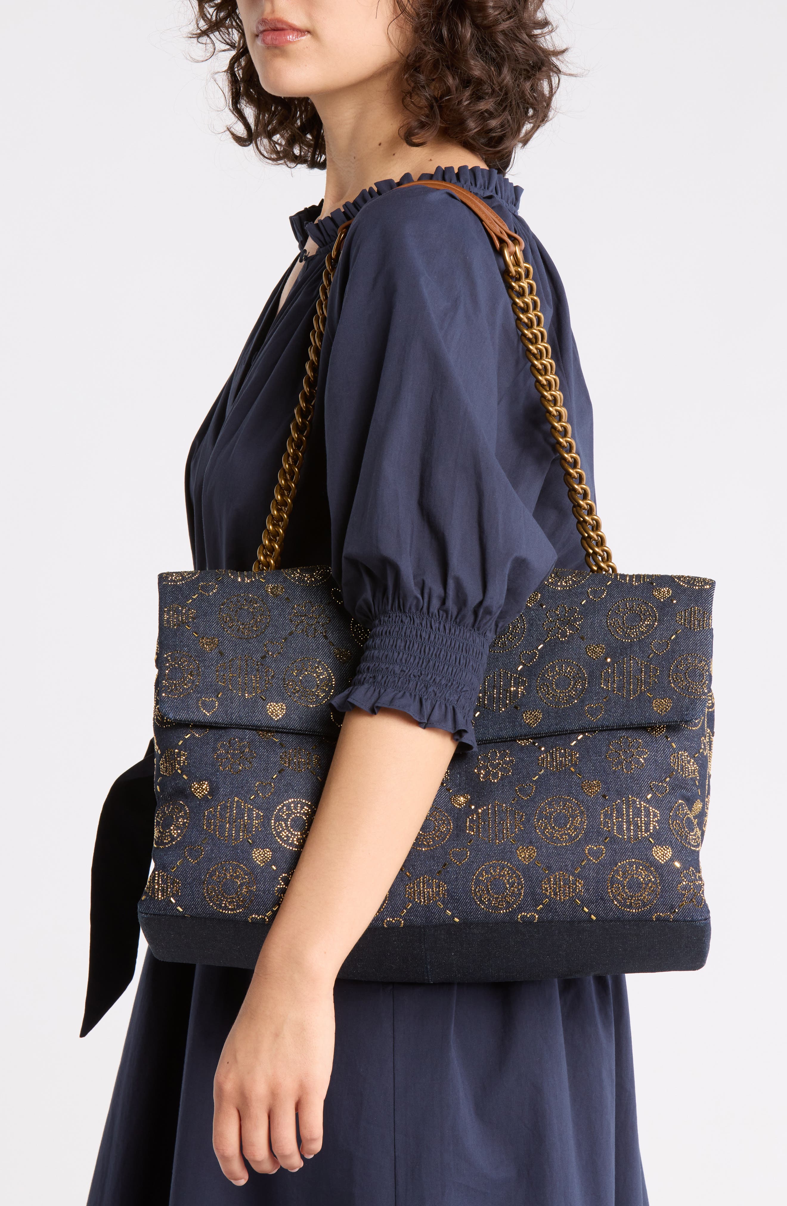 XXL Battersea Denim Shoulder Bag, Alternate, color, NAVY