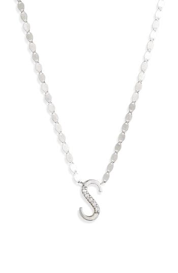 Lana 14k White Gold Diamond Initial Pendant Necklace In Metallic