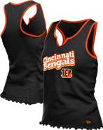 New Era Women's New Era  Black Cincinnati Bengals Lettuce Hem Notch Neck Tri-Blend Tank Top