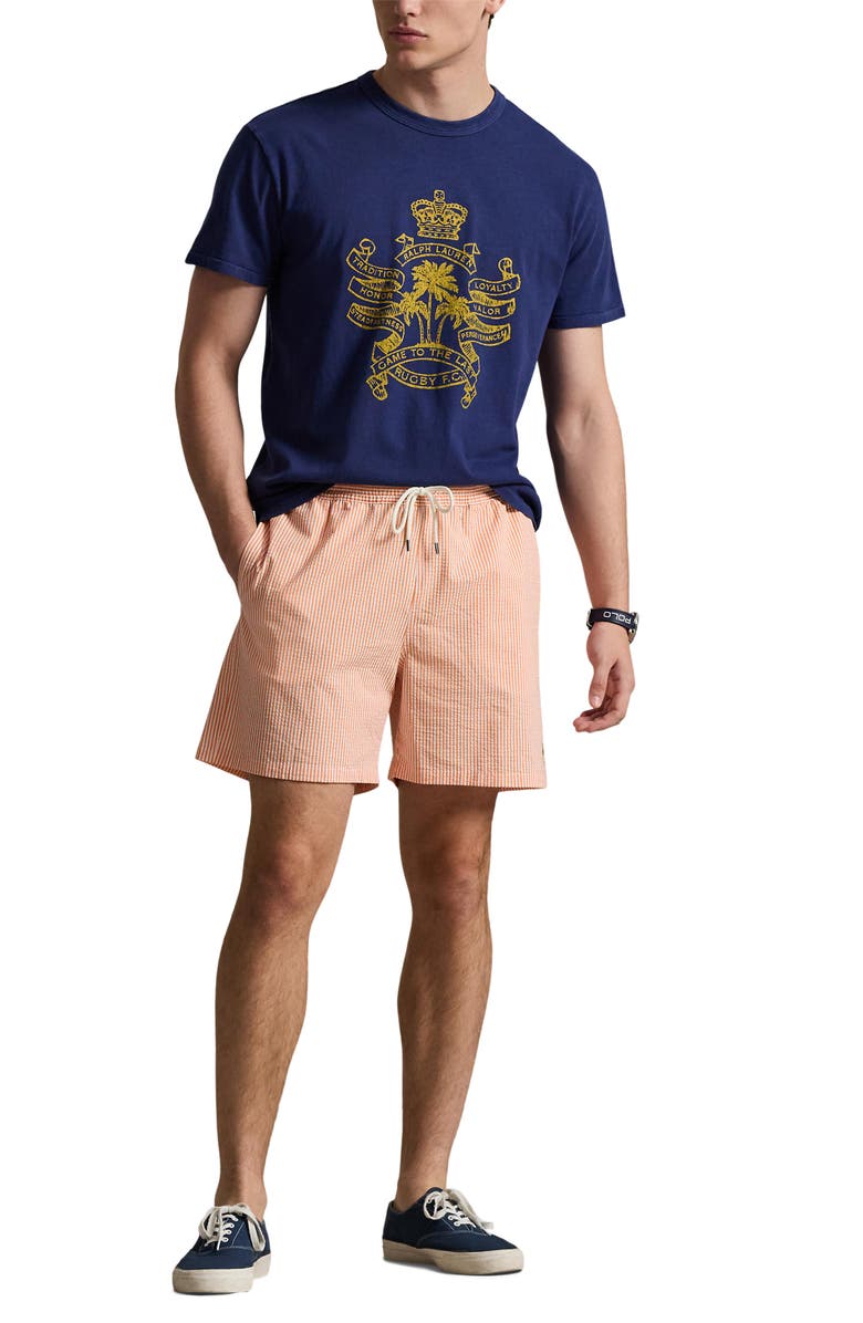 Polo Ralph Lauren Traveler Classic Swim Trunks, Alternate, color, Classic Peach Stripe