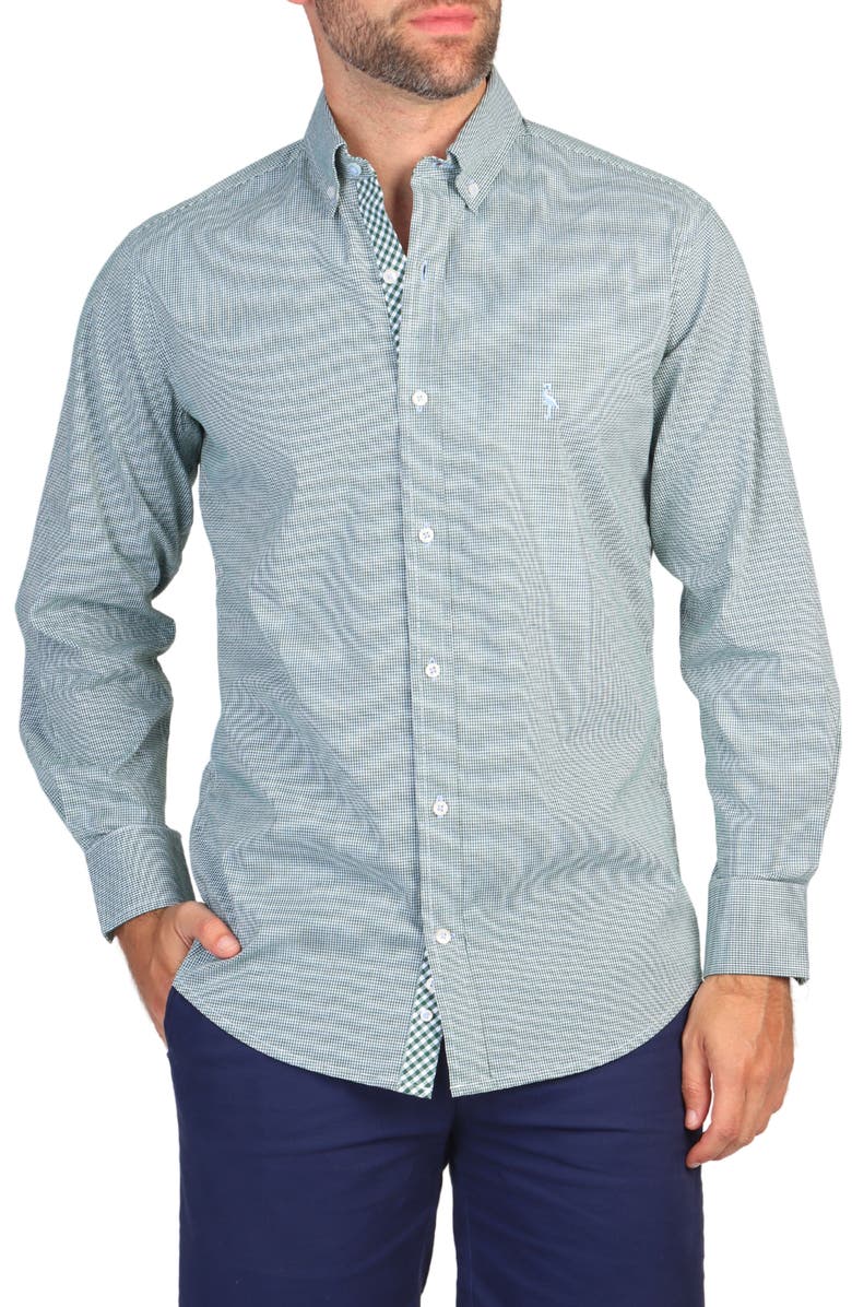 TailorByrd Micro Gingham Long Sleeve Button-Down Shirt, Main, color, 