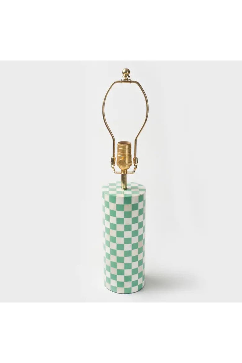 Checkered Bone Inlay Table Lamp Base, Main, color, Mint