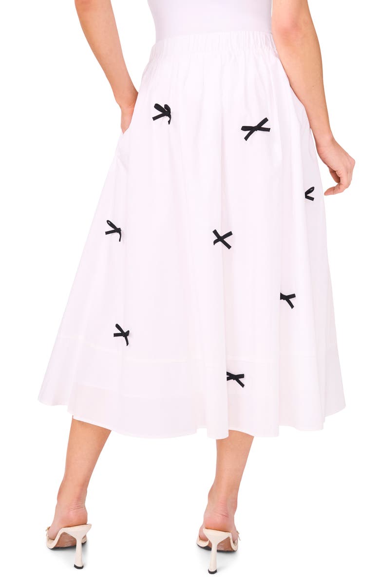 CeCe Bow Print Midi Skirt, Alternate, color, Ultra White