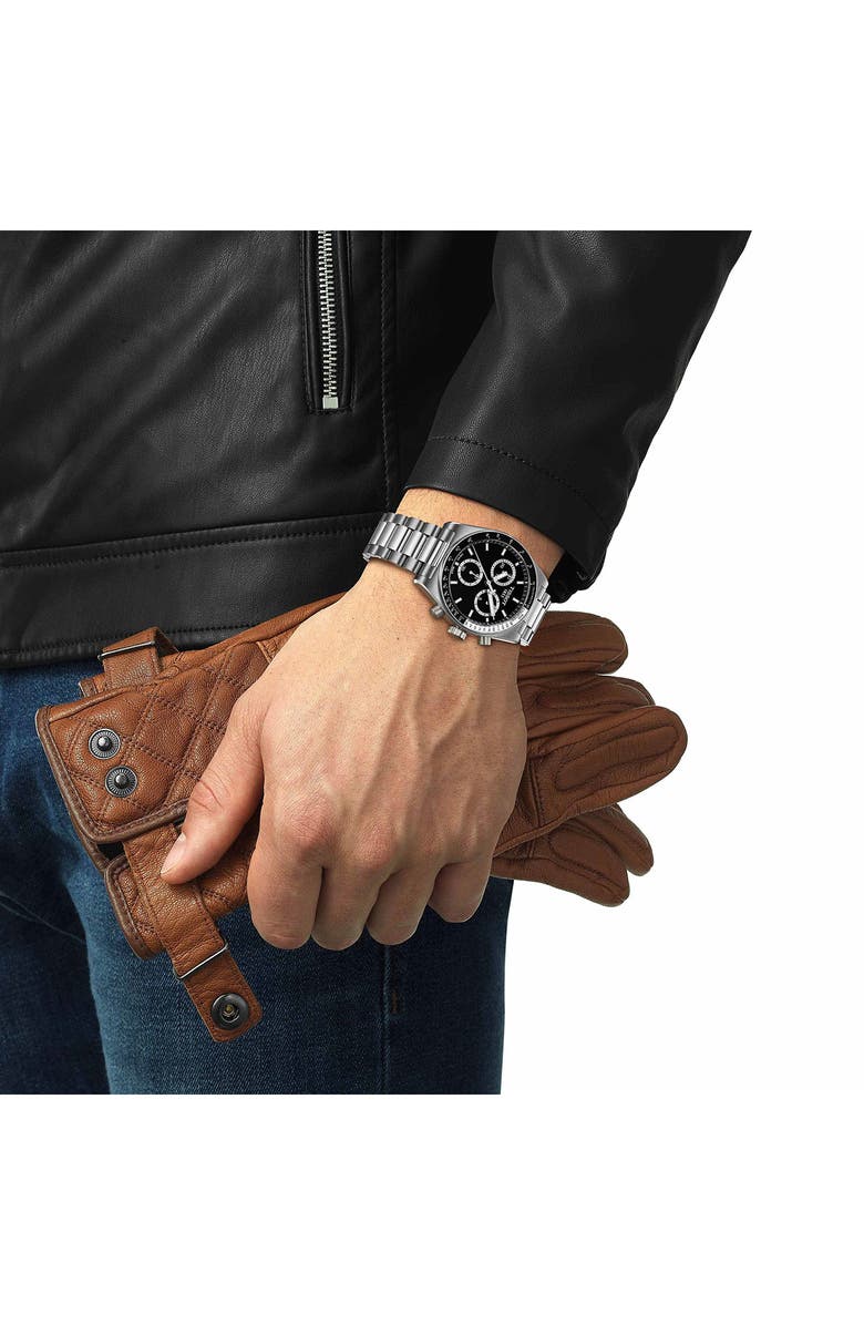 Tissot PR516 Bracelet Chronograph Watch, 40mm, Alternate, color, Black