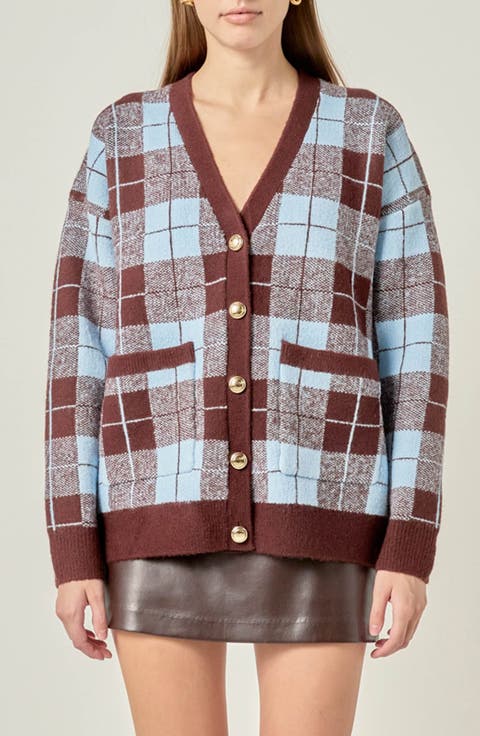 Oversize Check Cardigan