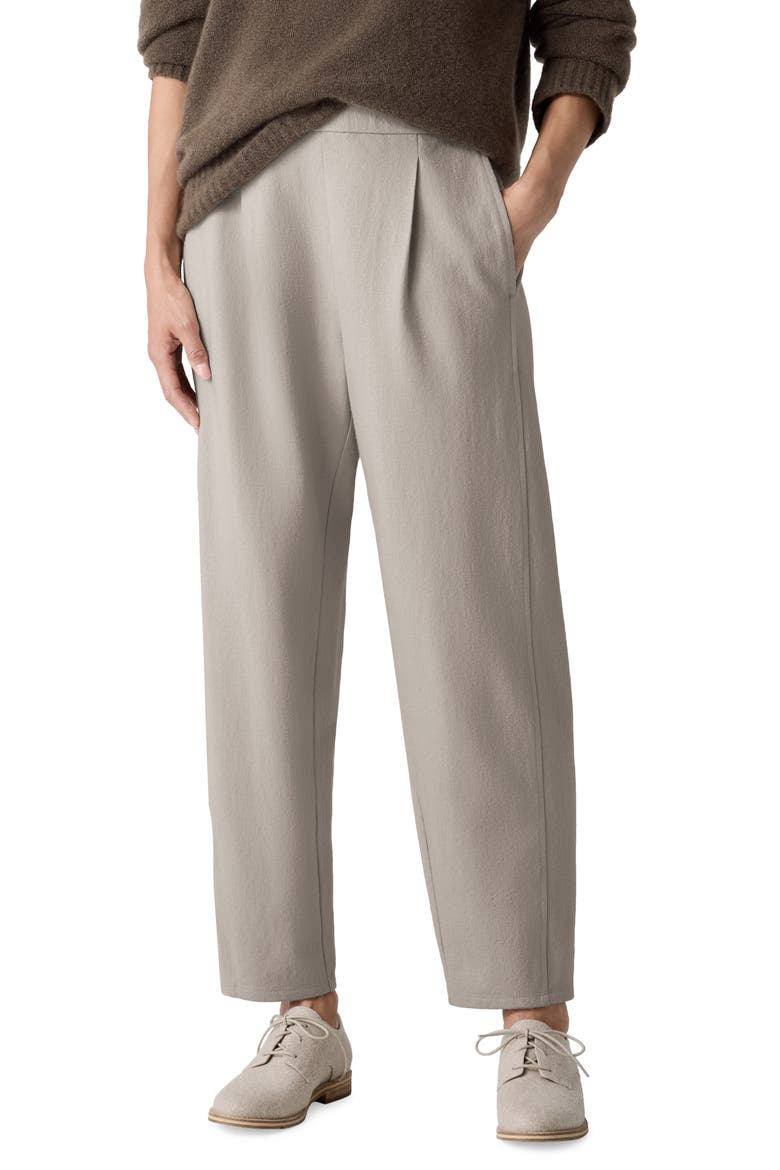 Pleated Wool Lantern Ankle Pants, Main, color, DOVE