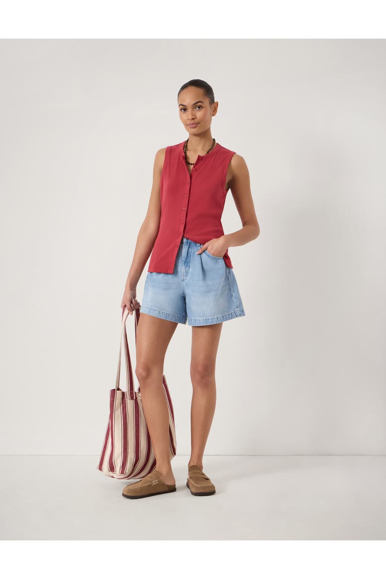 Larissa Pleated Front Denim Shorts, Alternate, color, Light Blue Authentic