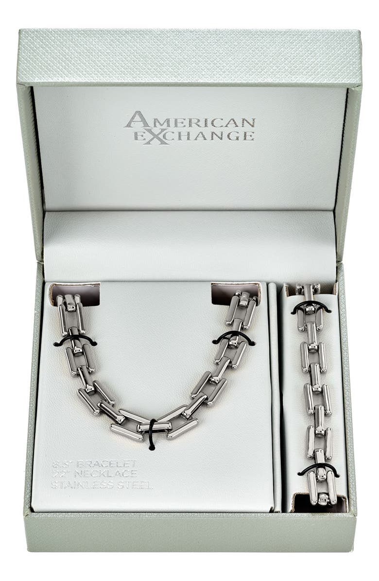 AMERICAN EXCHANGE Men's Square Linked Bracelet, Main, color, Silver