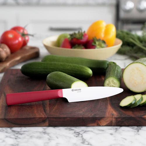 Kyocera Innovationwhite® 4.5-inch Ceramic Utility Knife, White Blade In Red