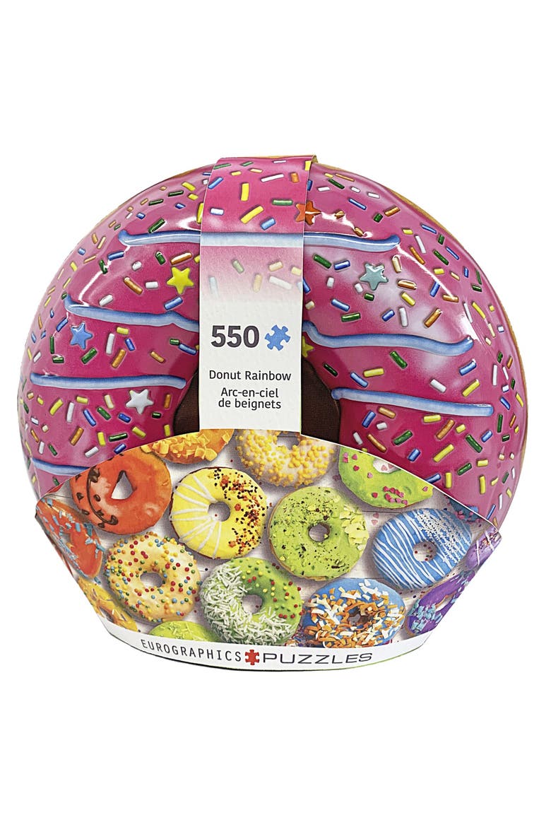 Puzzle Tin Donut Rainbow 550 Piece Jigsaw, Main, color, Multicolored