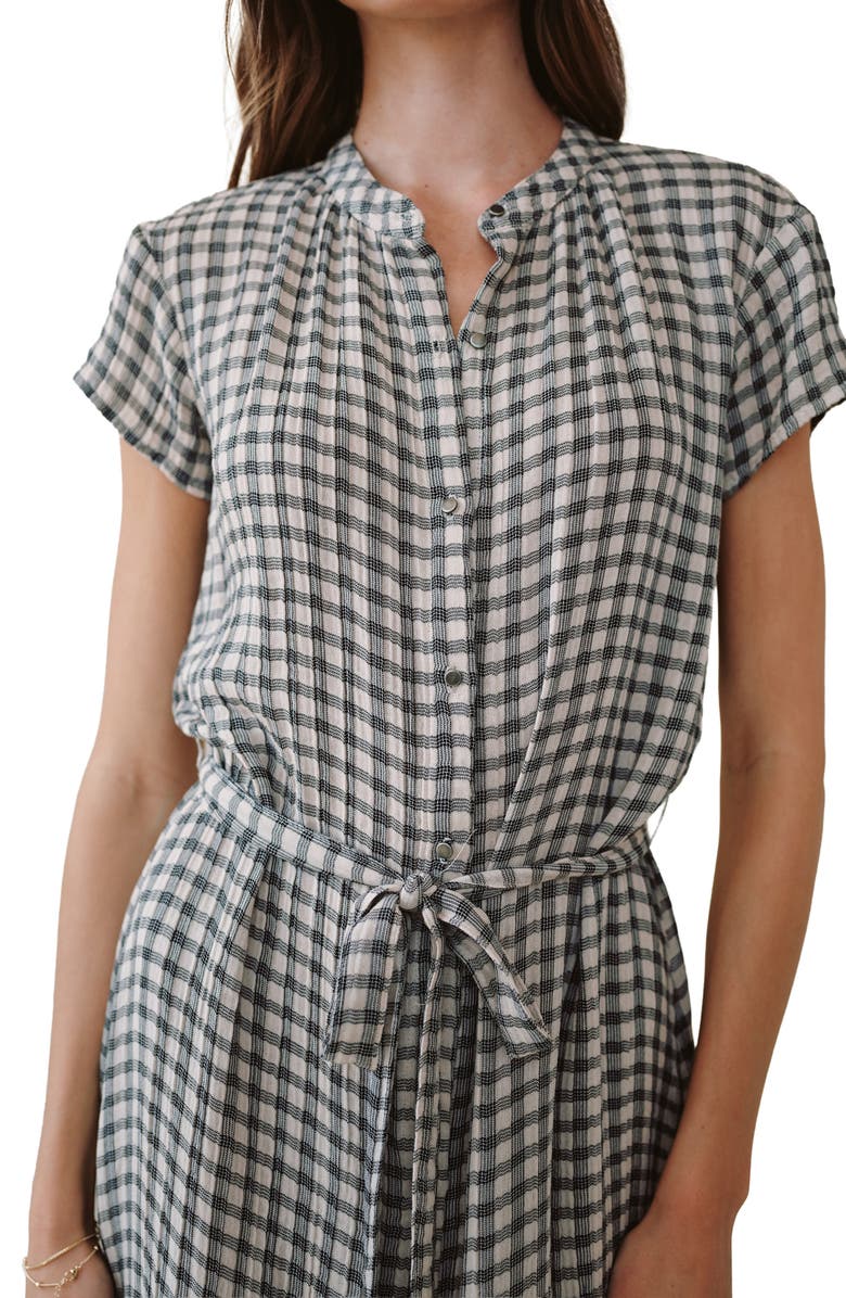 Bella Dahl Gingham Tie Belt Maxi Shirtdress, Alternate, color, Ivory Check Plaid