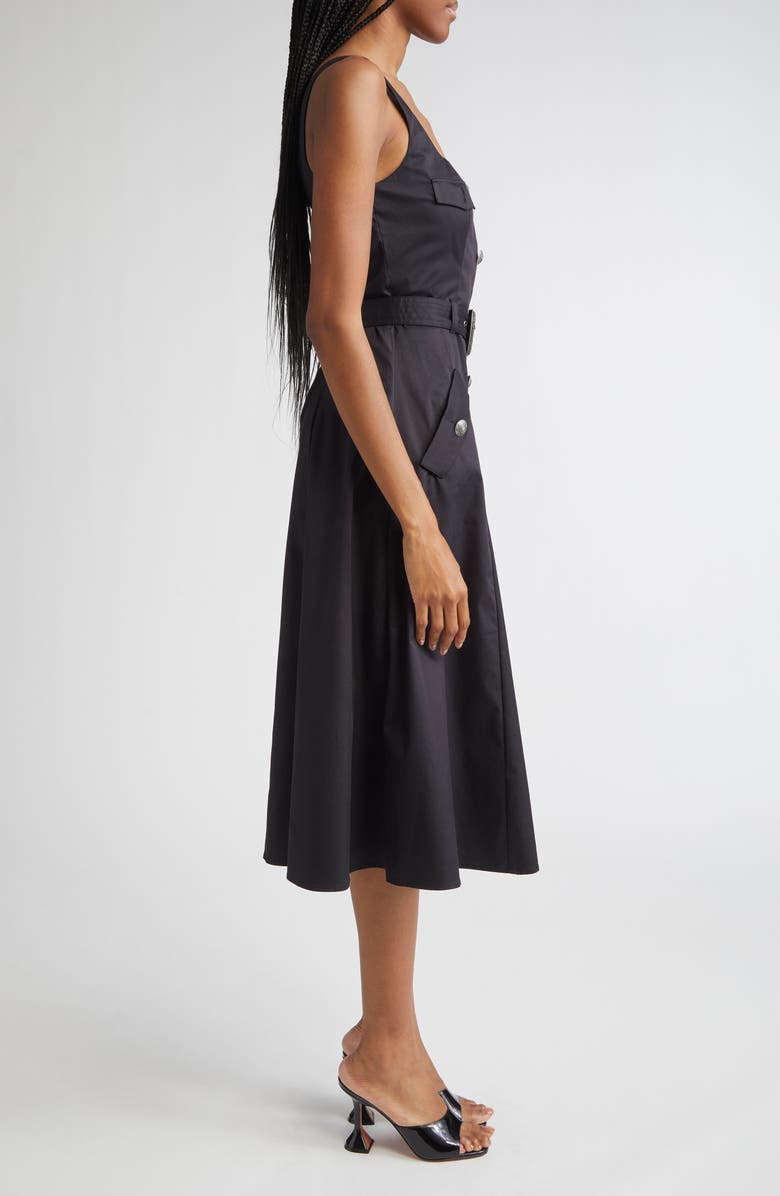 L'AGENCE Tazia Belted Cotton Blend A-Line Dress, Alternate, color, Black